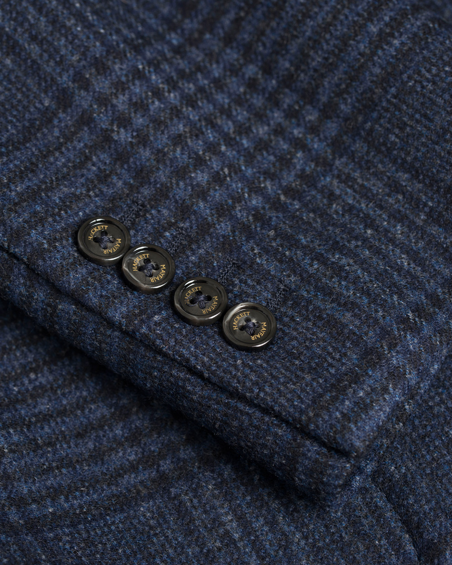Herre | Jakker | Hackett | Double Face Check Wool Coat Navy