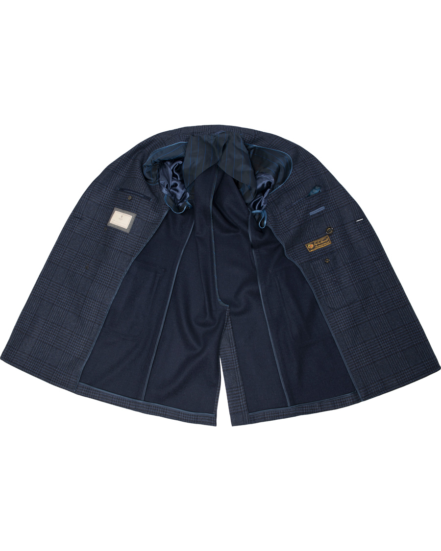 Herre | Jakker | Hackett | Double Face Check Wool Coat Navy
