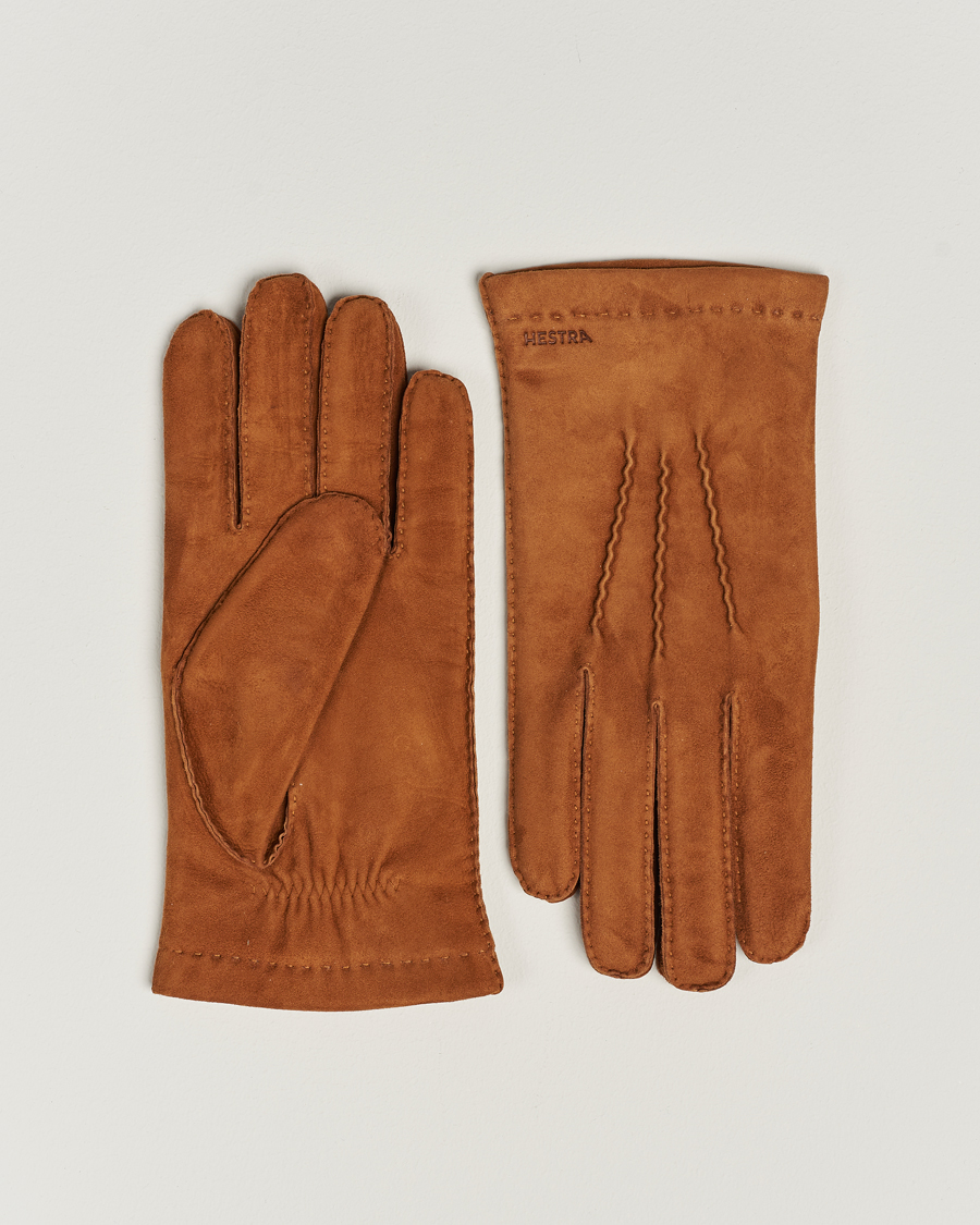 Herre | Hestra Arthur Wool Lined Suede Glove Cognac | Hestra | Arthur Wool Lined Suede Glove Cognac