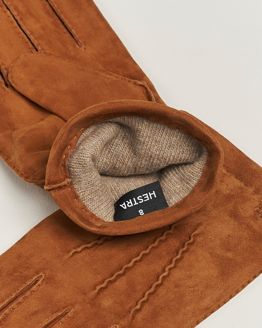 Herre | Hestra Arthur Wool Lined Suede Glove Cognac | Hestra | Arthur Wool Lined Suede Glove Cognac