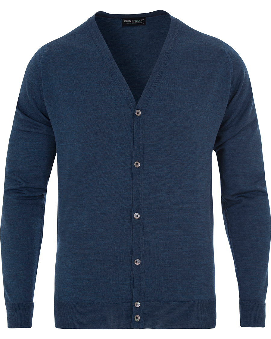 Herre | Trøjer | John Smedley | Bryn Extra Fine Merino Cardigan Indigo