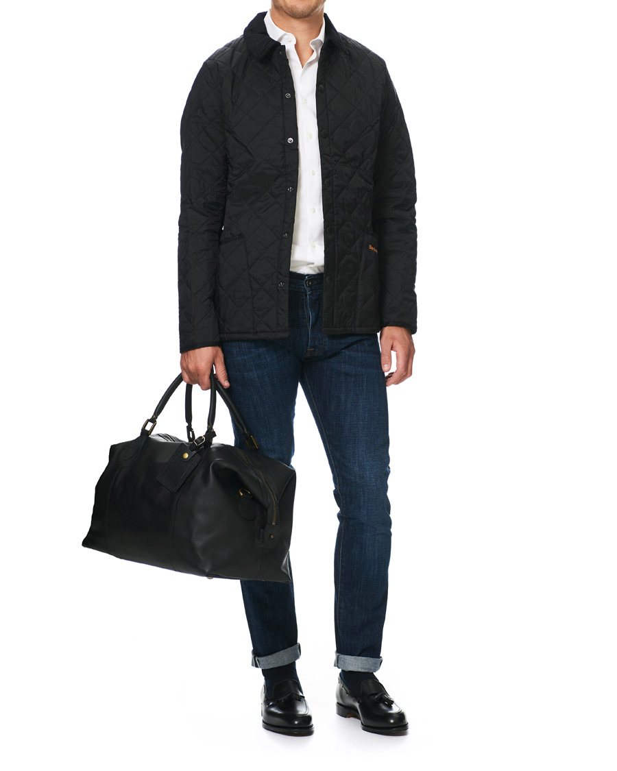 Herre | Barbour Lifestyle Leather Medium Travel Explorer Black | Barbour Lifestyle | Leather Medium Travel Explorer Black