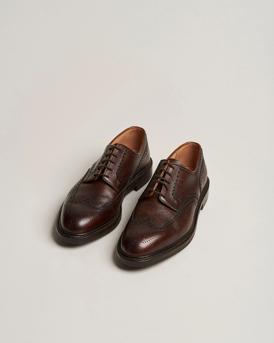 Herre | Håndlavede sko | Crockett & Jones | Pembroke Derbys Dark Brown Grained Calf