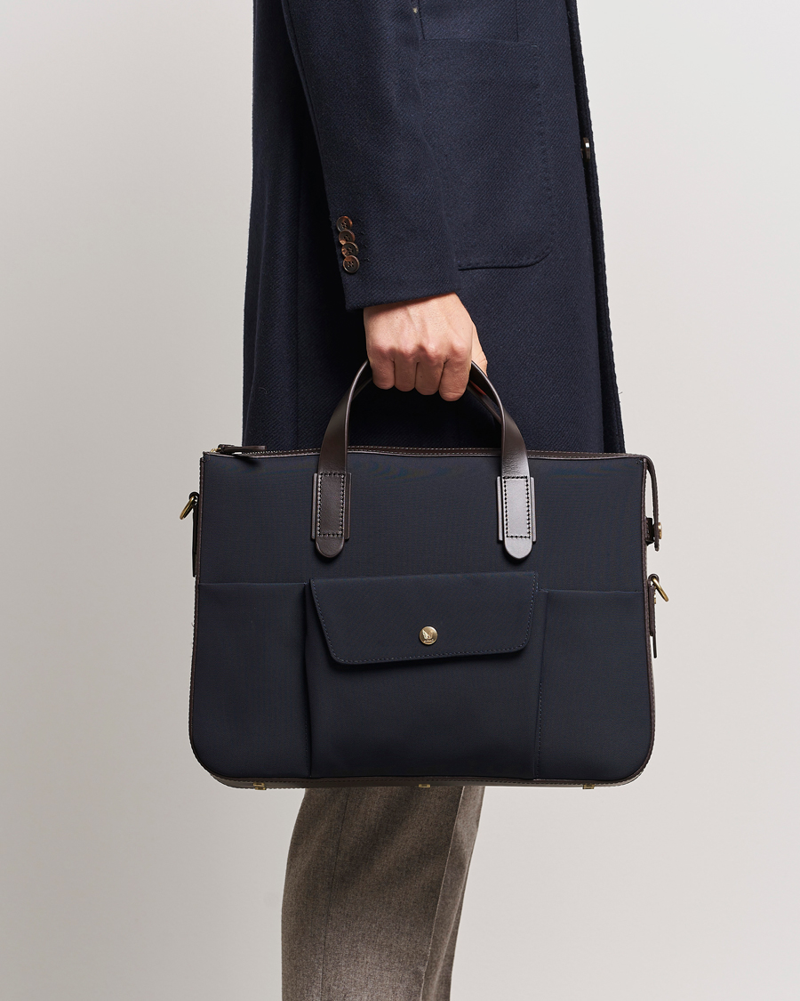 Herre | Tasker | Mismo | M/S Canvas Briefcase Navy/Dark Brown