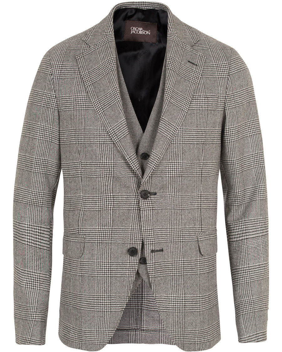 Herre | Jakkesæt | Oscar Jacobson | Egel 3 Piece Split Suit Grey/White