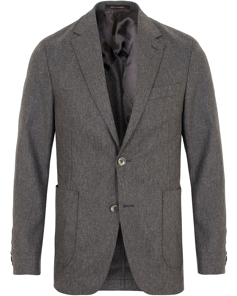 Herre | Blazere & jakker | Oscar Jacobson | Einar Flannel Blazer Dark Grey