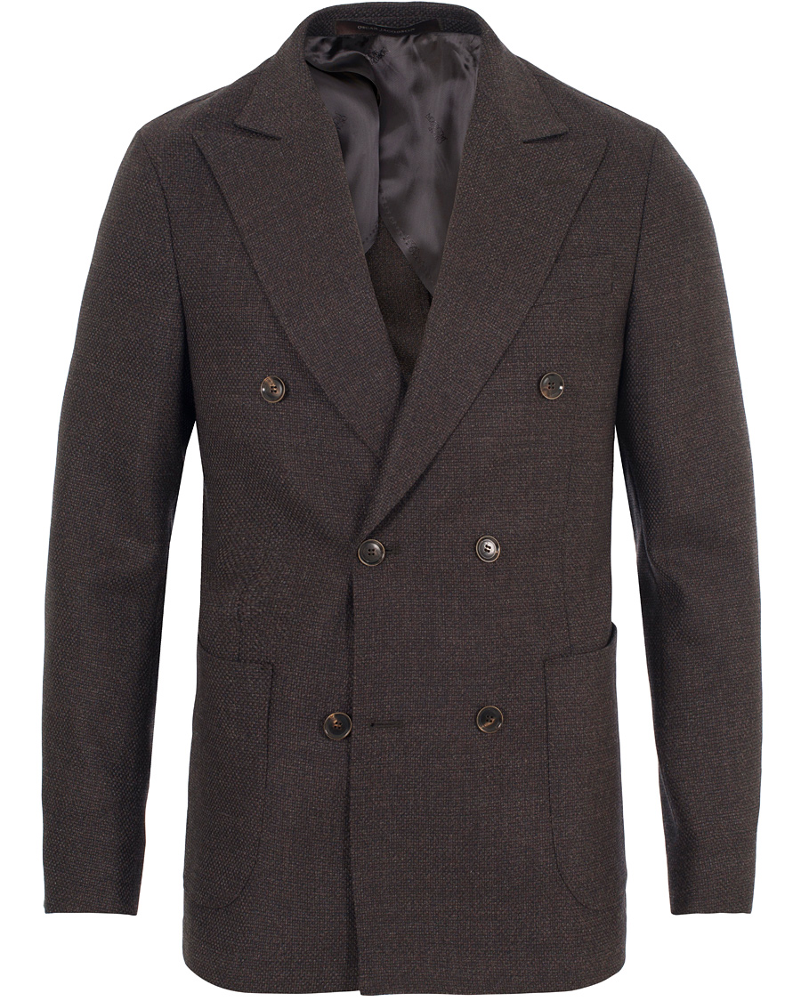 Herre | Blazere & jakker | Oscar Jacobson | Erik Double Breasted Super 120's Blazer Dark Brown