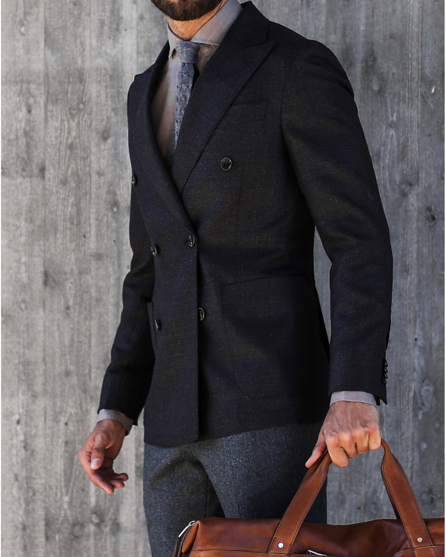 Herre | Blazere & jakker | Oscar Jacobson | Erik Double Breasted Super 120's Blazer Dark Brown