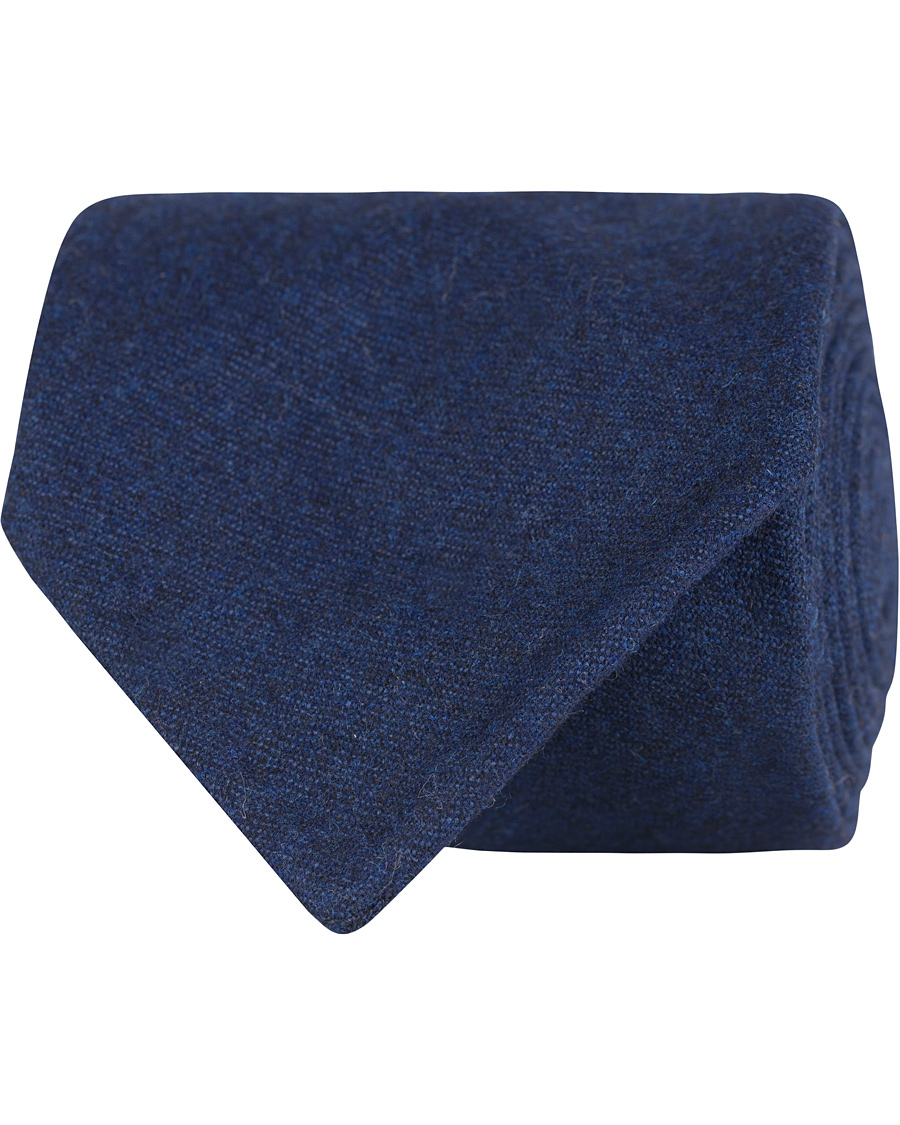 Herre | Oscar Jacobson Flannel Roll Edge 8,5 cm Tie Navy | Oscar Jacobson | Flannel Roll Edge 8,5 cm Tie Navy
