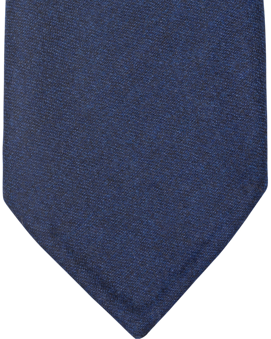 Herre | Oscar Jacobson Flannel Roll Edge 8,5 cm Tie Navy | Oscar Jacobson | Flannel Roll Edge 8,5 cm Tie Navy