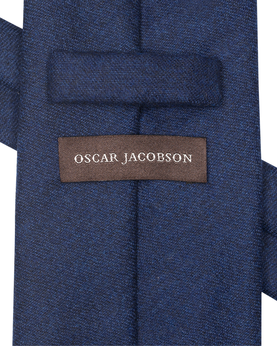 Herre | Oscar Jacobson Flannel Roll Edge 8,5 cm Tie Navy | Oscar Jacobson | Flannel Roll Edge 8,5 cm Tie Navy