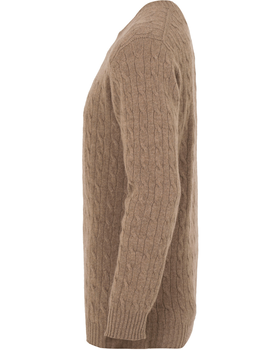 Herre | Trøjer | Johnstons of Elgin | Cashmere Cable Crew Neck Otter Beige