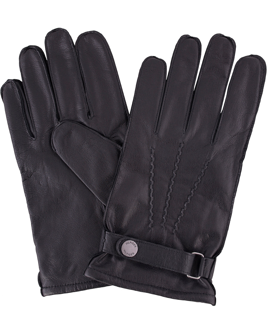 Herre | Tommy Hilfiger Ferron Leather Gloves Flag Black | Tommy Hilfiger | Ferron Leather Gloves Flag Black