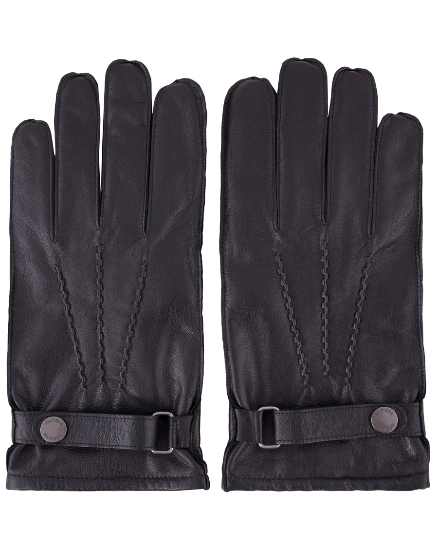 Herre | Tommy Hilfiger Ferron Leather Gloves Flag Black | Tommy Hilfiger | Ferron Leather Gloves Flag Black