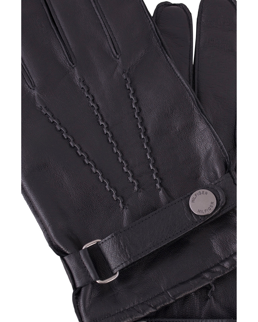 Herre | Tommy Hilfiger Ferron Leather Gloves Flag Black | Tommy Hilfiger | Ferron Leather Gloves Flag Black