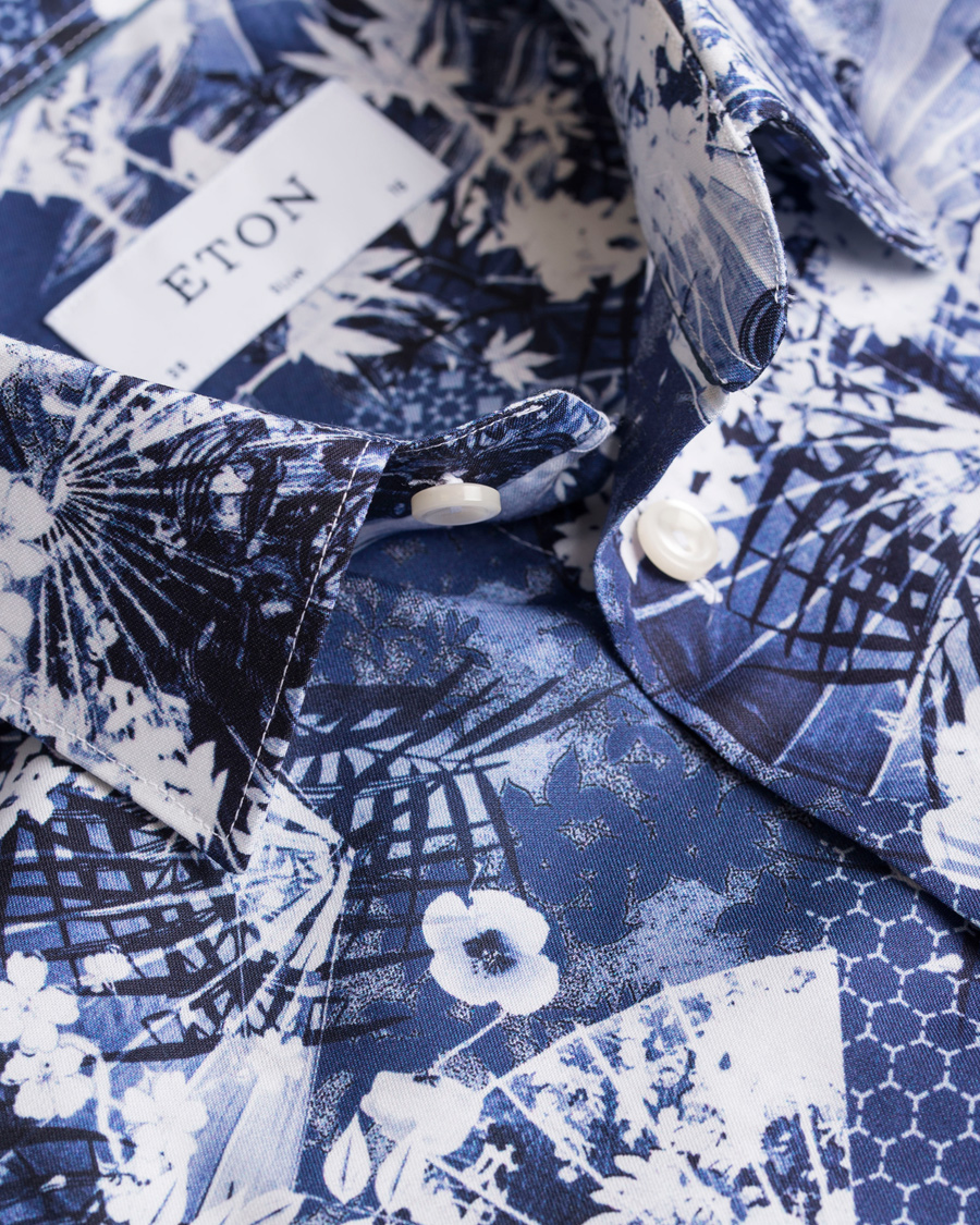 Herre | Skjorter | Eton | Slim Fit Flower Twill Shirt Blue