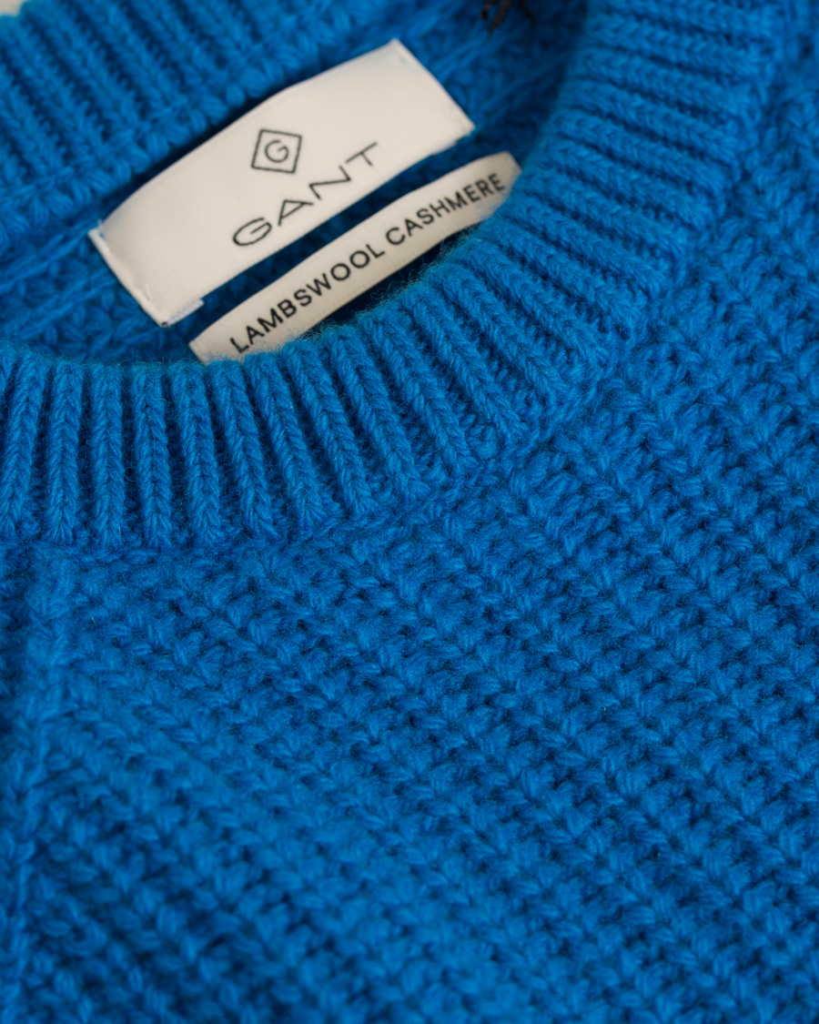 Herre | Trøjer | GANT Diamond G | Lambswool Cashmere Crew Neck Teal Blue
