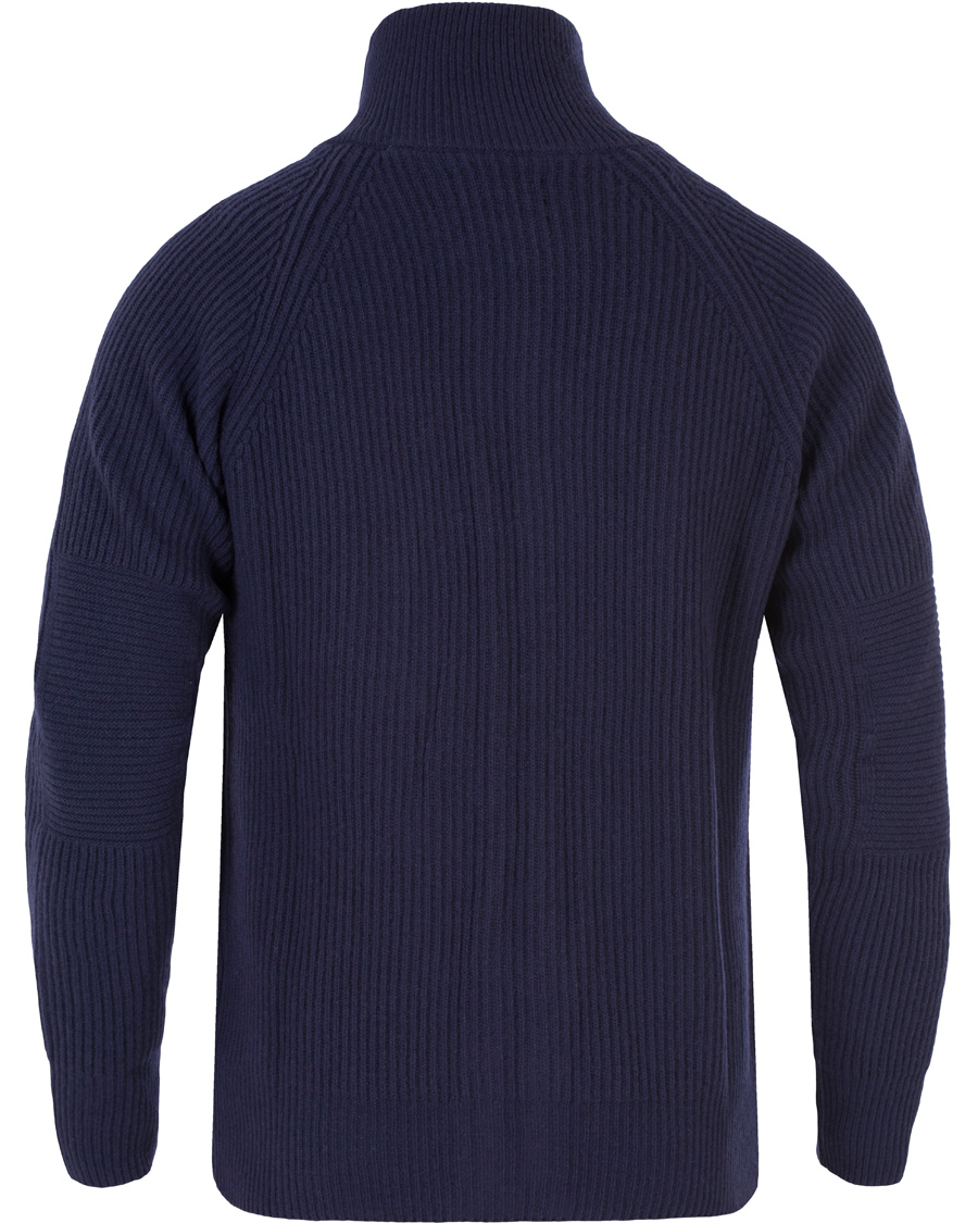 Herre | Trøjer | GANT Diamond G | Lambswool/Cashmere Zip Trough Luminary Navy