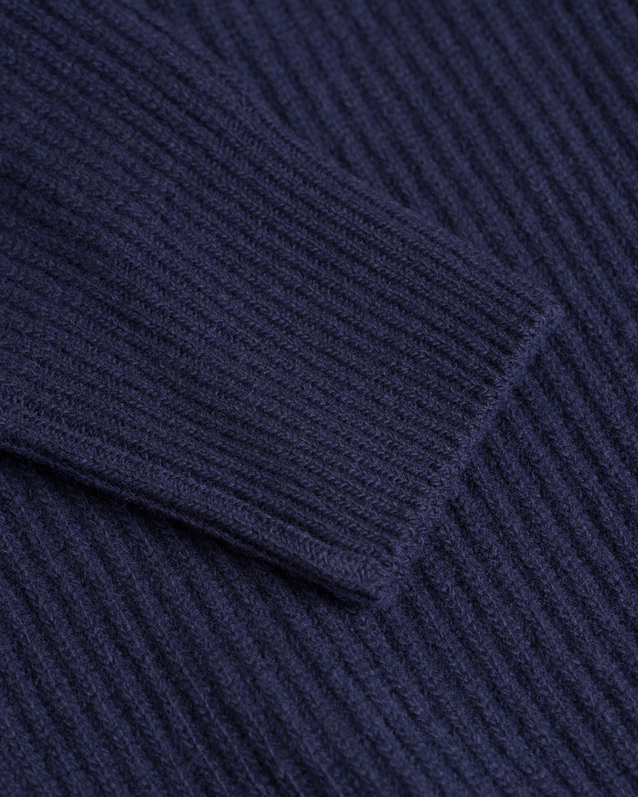 Herre | Trøjer | GANT Diamond G | Lambswool/Cashmere Zip Trough Luminary Navy