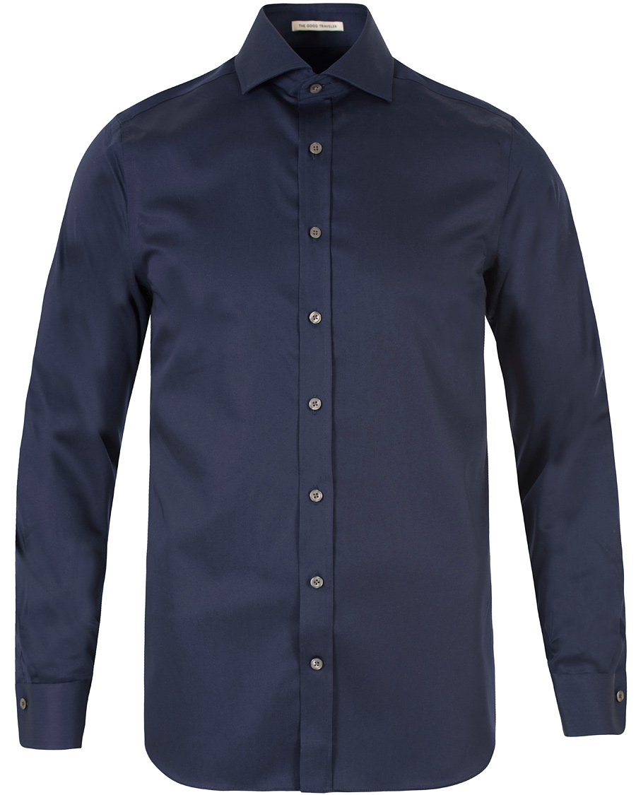 Herre | Skjorter | GANT Diamond G | Plain Satin Fitted Body Shirt Marine