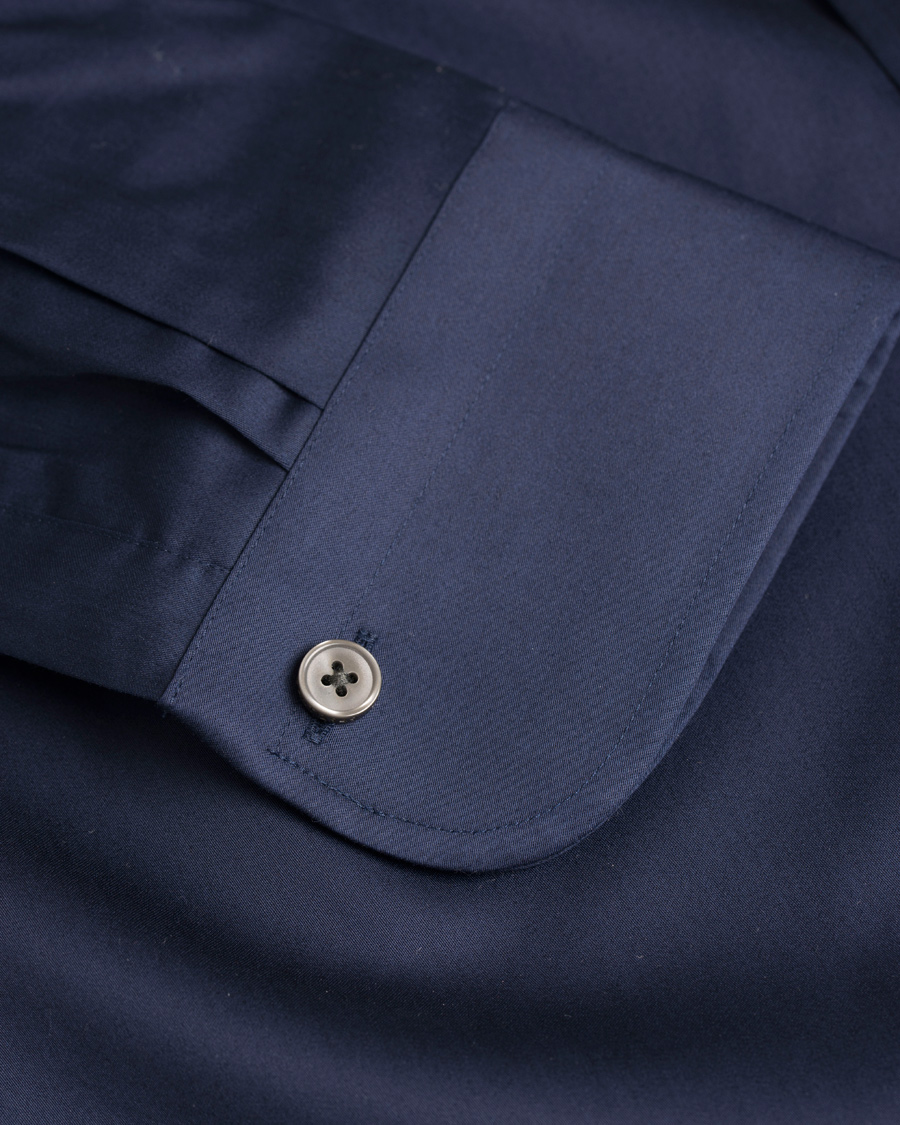 Herre | Skjorter | GANT Diamond G | Plain Satin Fitted Body Shirt Marine
