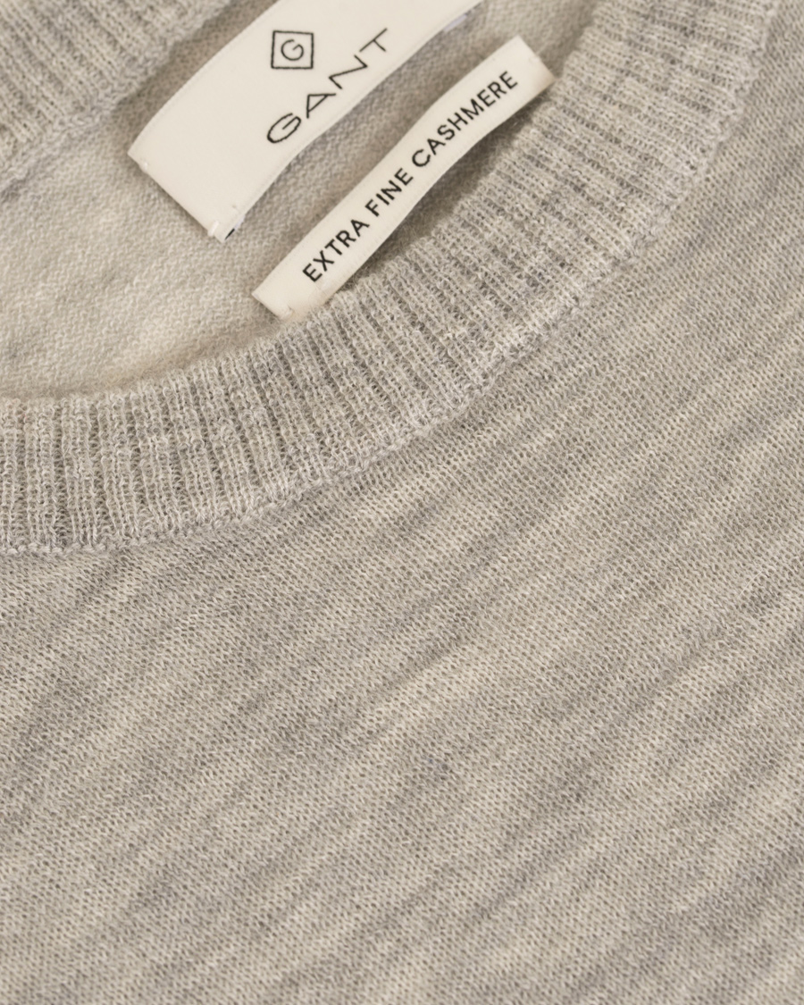 Herre | Trøjer | GANT Diamond G | Extra Fine Cashmere Crew Neck Light Grey Melange