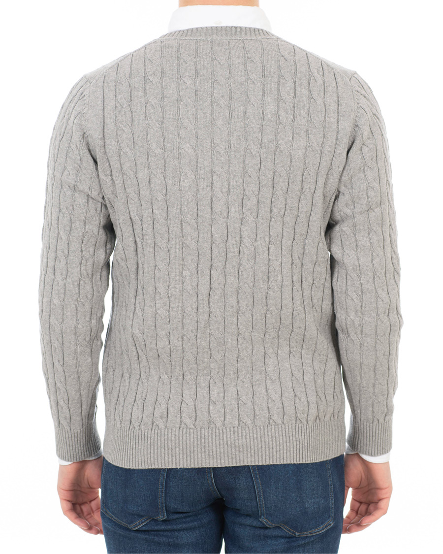 Herre | Trøjer | GANT | Cotton Cable Crew Pullover Grey Melange