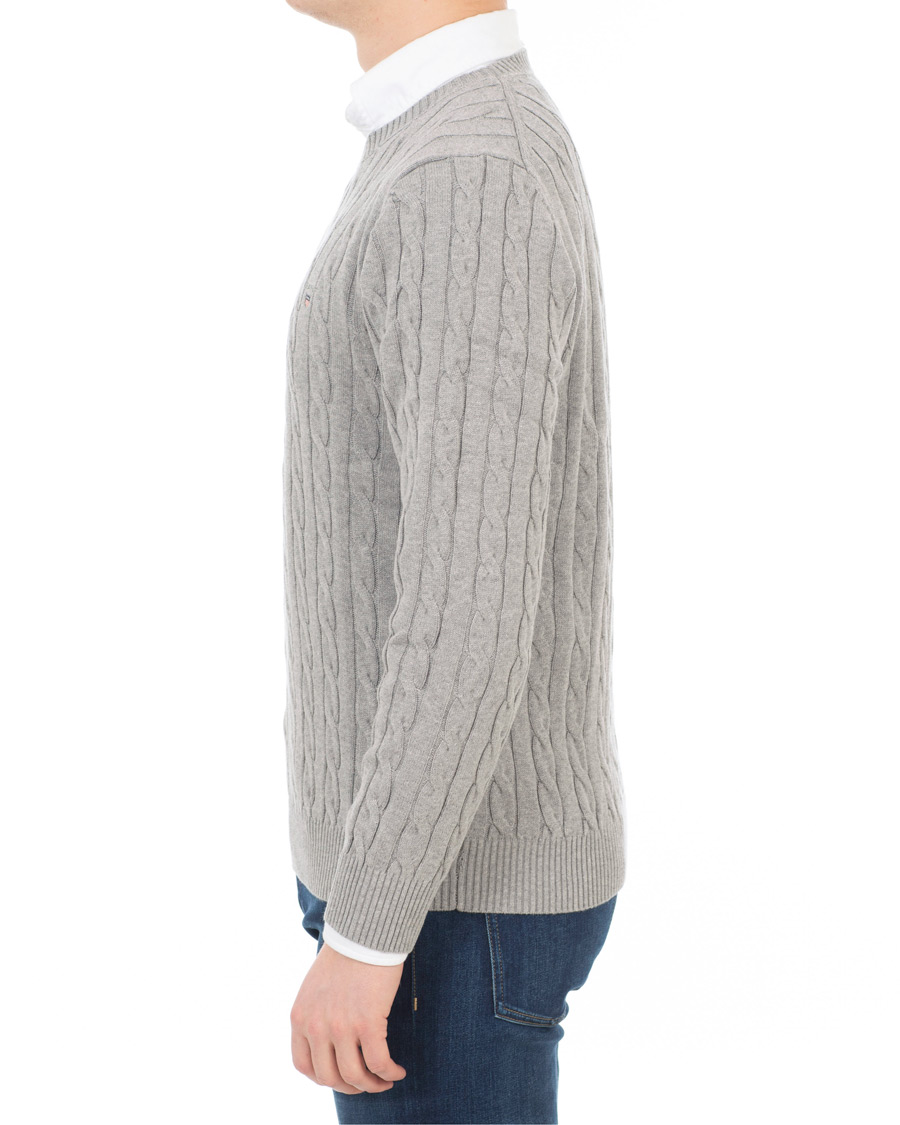 Herre | Trøjer | GANT | Cotton Cable Crew Pullover Grey Melange