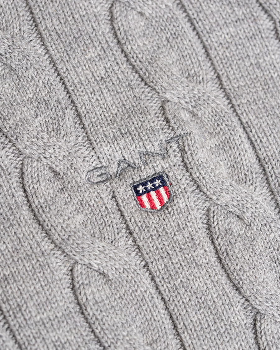 Herre | Trøjer | GANT | Cotton Cable Crew Pullover Grey Melange
