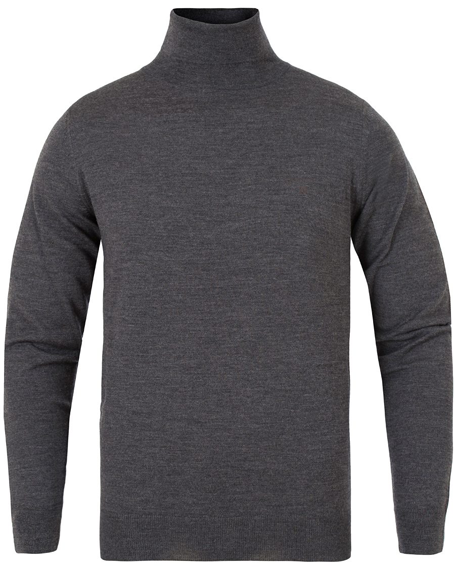Herre | Trøjer | GANT | Fine Merino Wool Turtleneck Antracite Melange