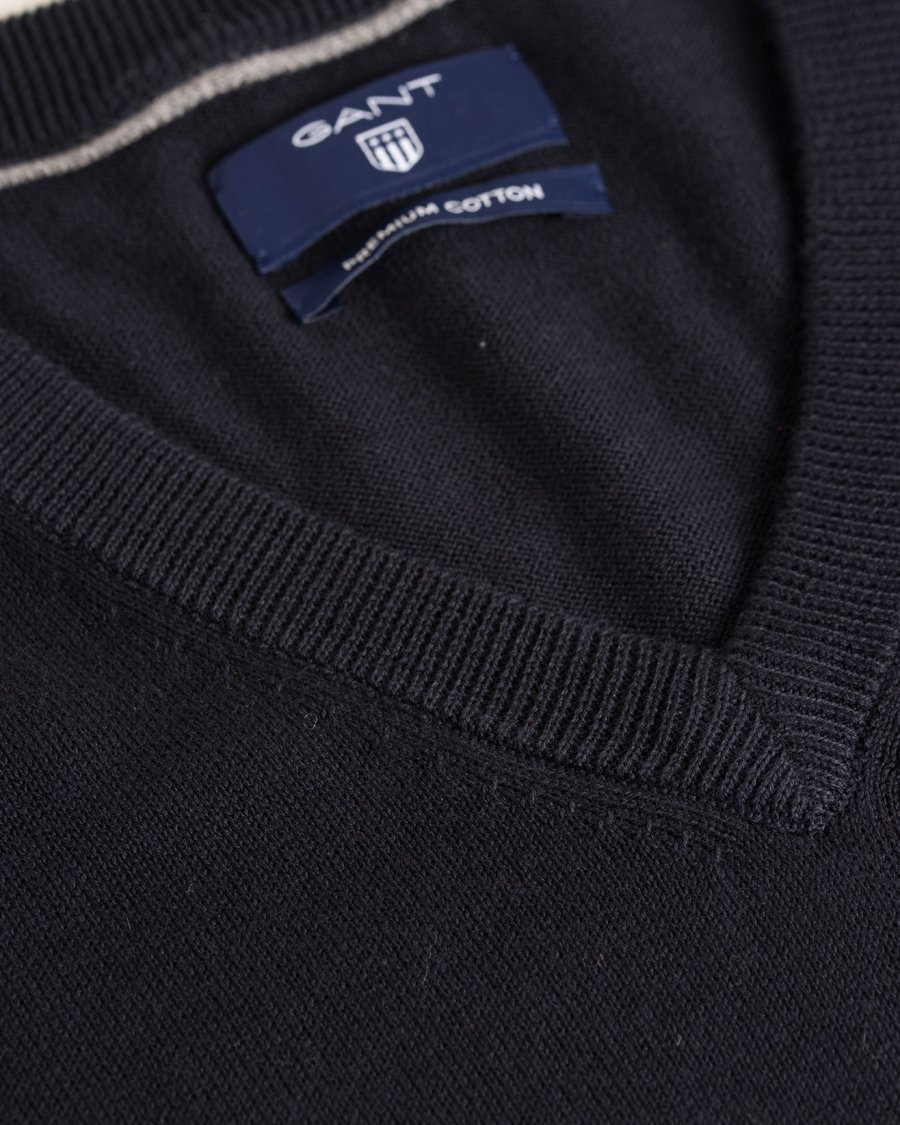 Herre | Trøjer | GANT | Lightweight Cotton V-Neck Navy