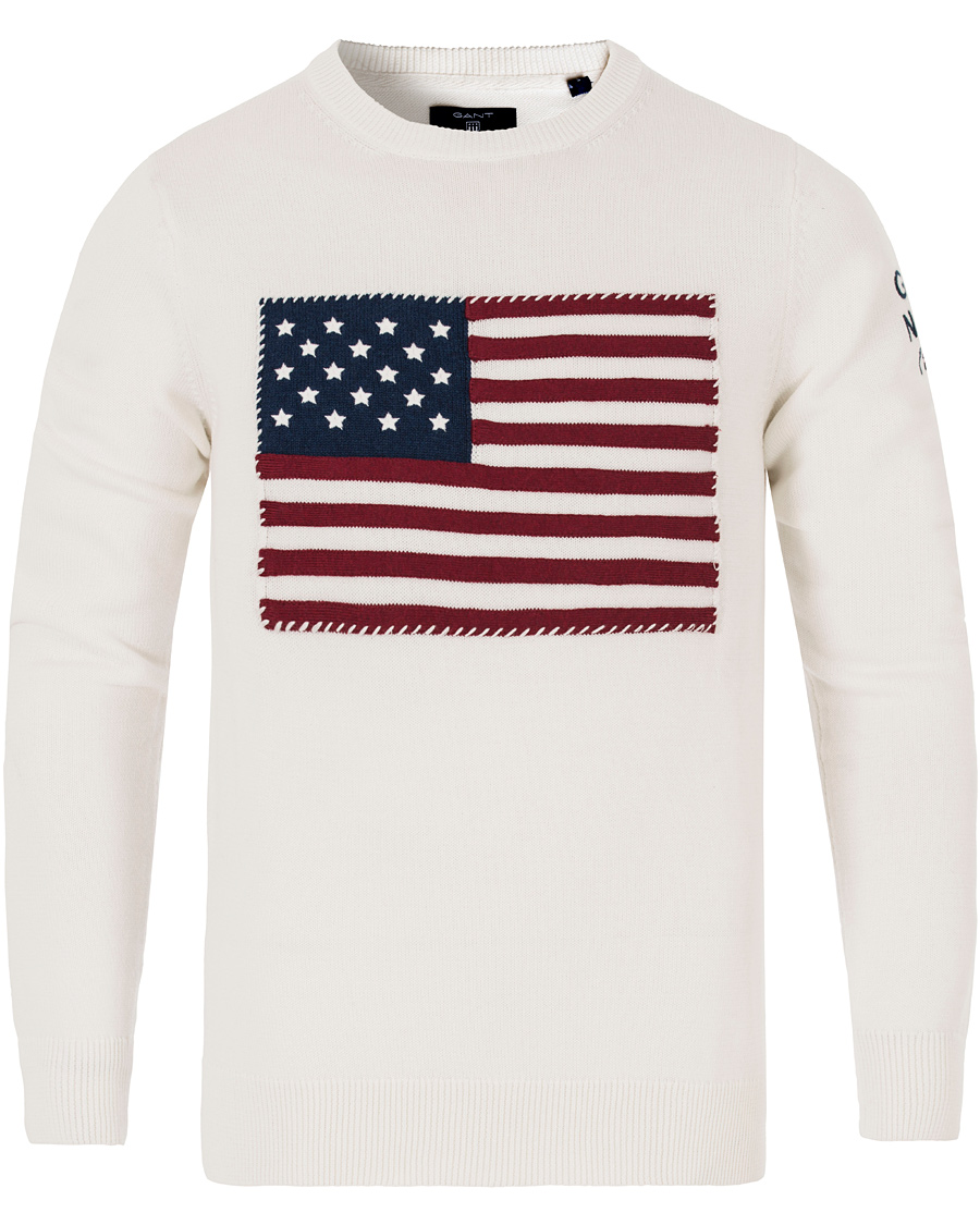 Herre | Trøjer | GANT | American Flag Sweater Off White