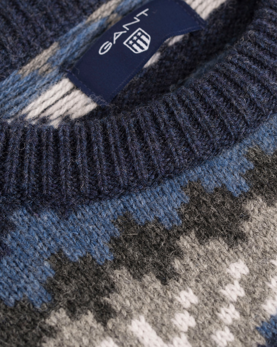 Herre | Trøjer | GANT | Fairisle Crew Neck Indigo Blue