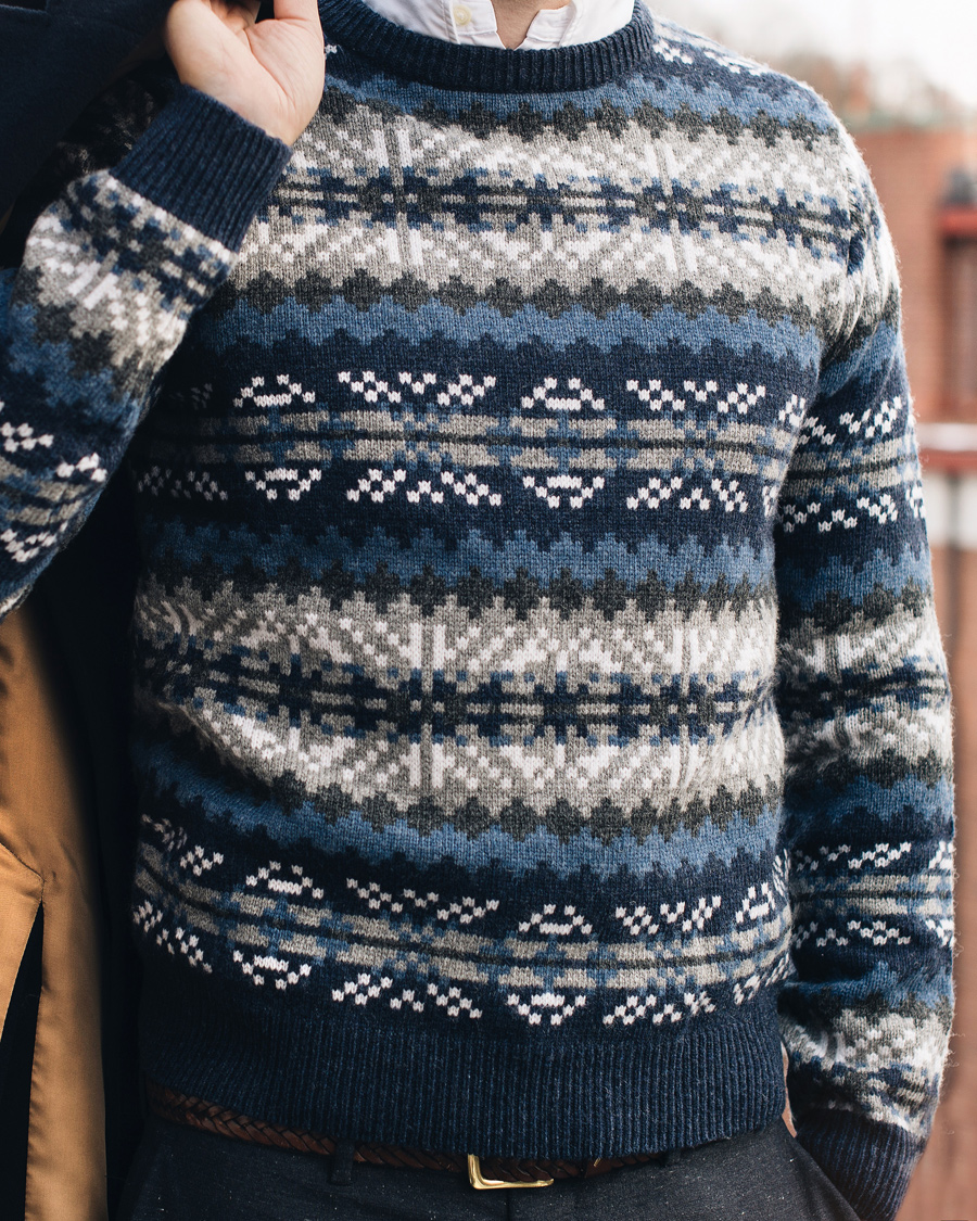 Herre | Trøjer | GANT | Fairisle Crew Neck Indigo Blue