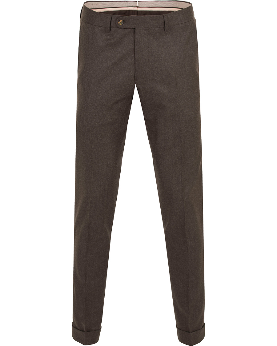 Herre | Bukser | Morris Heritage | Fred Light Flannel Turn Up Super 120 Trousers Brown