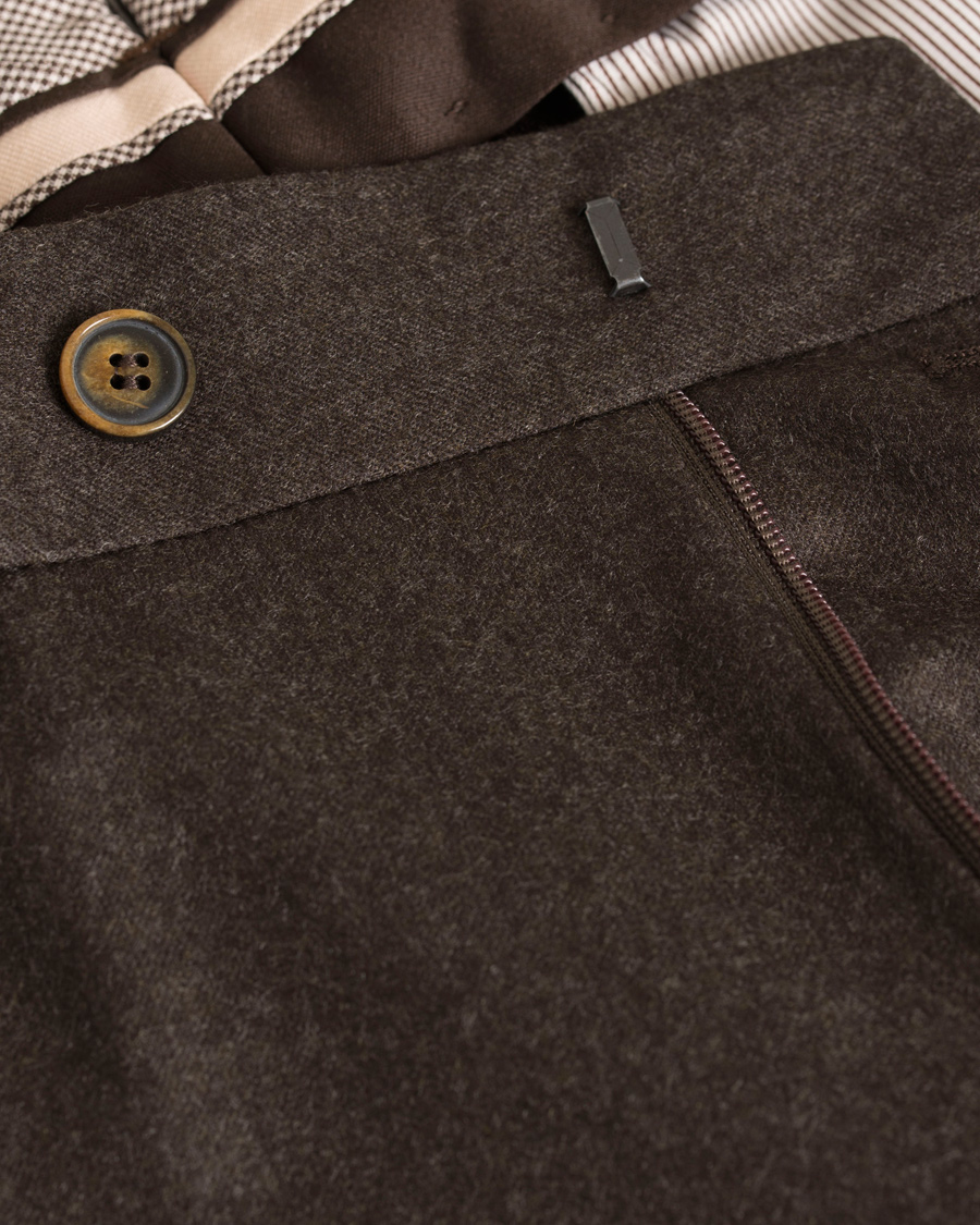 Herre | Bukser | Morris Heritage | Fred Light Flannel Turn Up Super 120 Trousers Brown