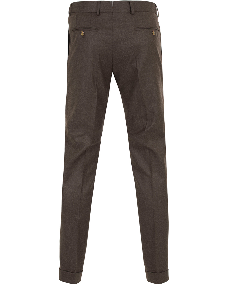 Herre | Bukser | Morris Heritage | Fred Light Flannel Turn Up Super 120 Trousers Brown