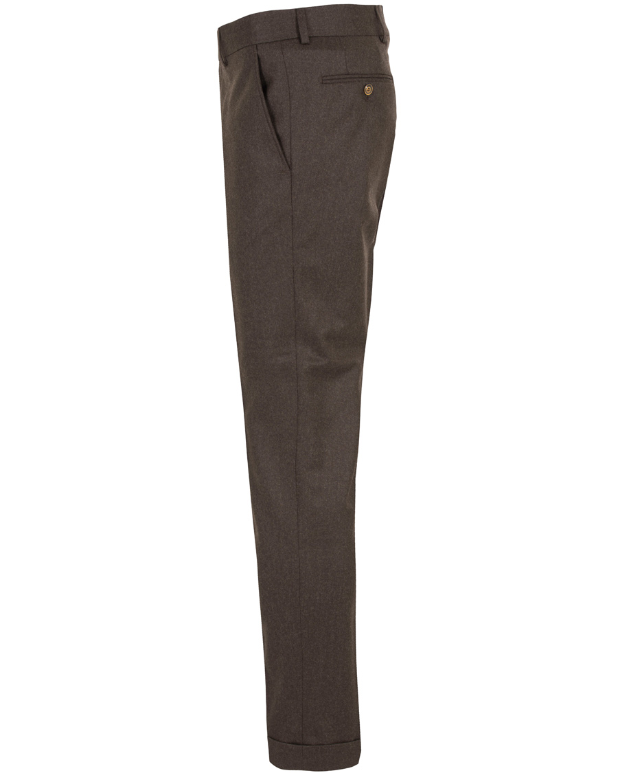 Herre | Bukser | Morris Heritage | Fred Light Flannel Turn Up Super 120 Trousers Brown