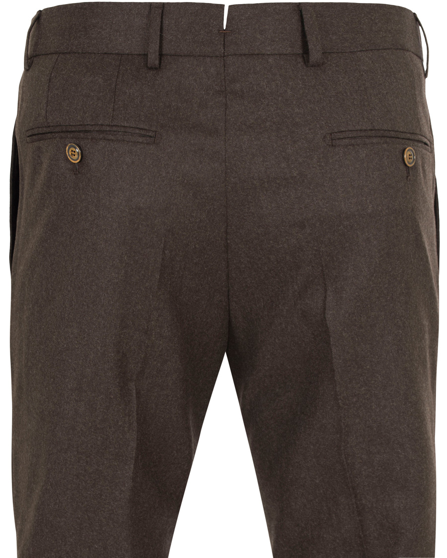 Herre | Bukser | Morris Heritage | Fred Light Flannel Turn Up Super 120 Trousers Brown