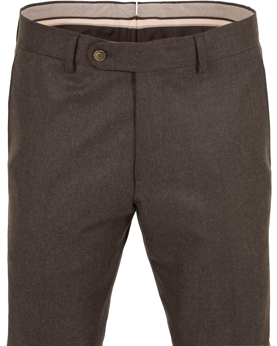 Herre | Bukser | Morris Heritage | Fred Light Flannel Turn Up Super 120 Trousers Brown