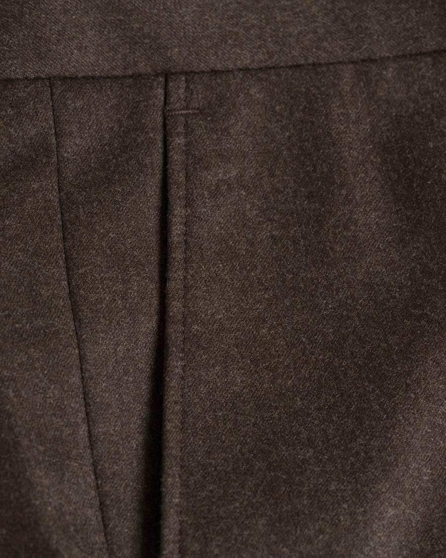Herre | Bukser | Morris Heritage | Fred Light Flannel Turn Up Super 120 Trousers Brown