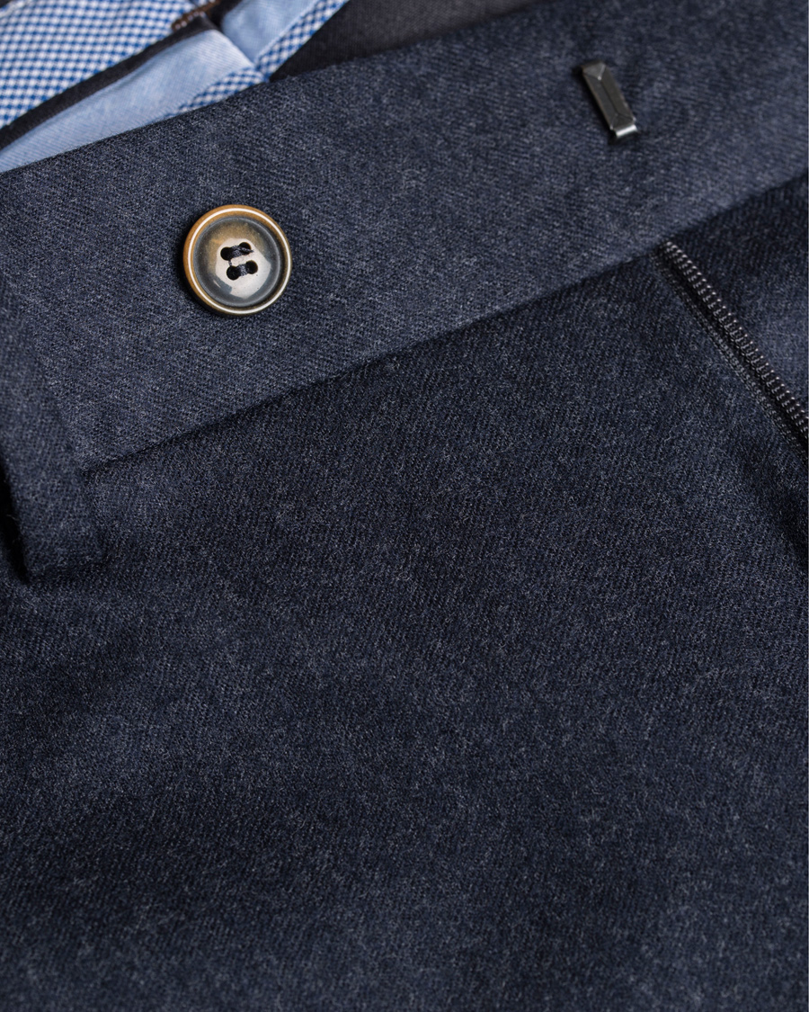 Herre | Bukser | Morris Heritage | Fred Light Flannel Turn Up Super 120 Trousers Navy