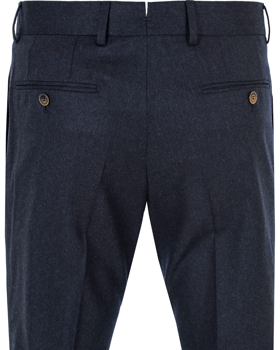 Herre | Bukser | Morris Heritage | Fred Light Flannel Turn Up Super 120 Trousers Navy