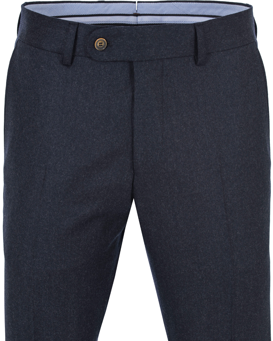 Herre | Bukser | Morris Heritage | Fred Light Flannel Turn Up Super 120 Trousers Navy