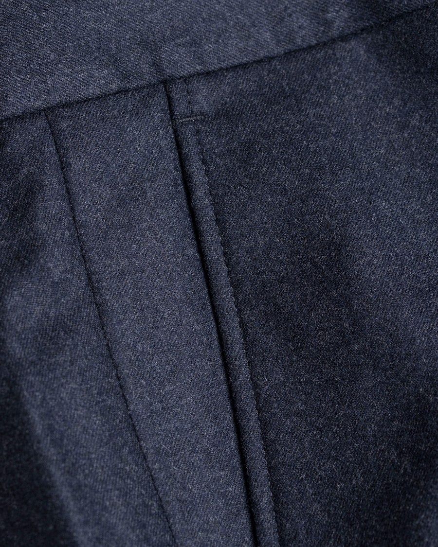 Herre | Bukser | Morris Heritage | Fred Light Flannel Turn Up Super 120 Trousers Navy