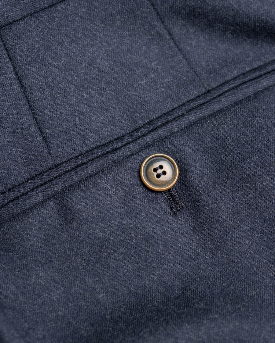 Herre | Bukser | Morris Heritage | Fred Light Flannel Turn Up Super 120 Trousers Navy