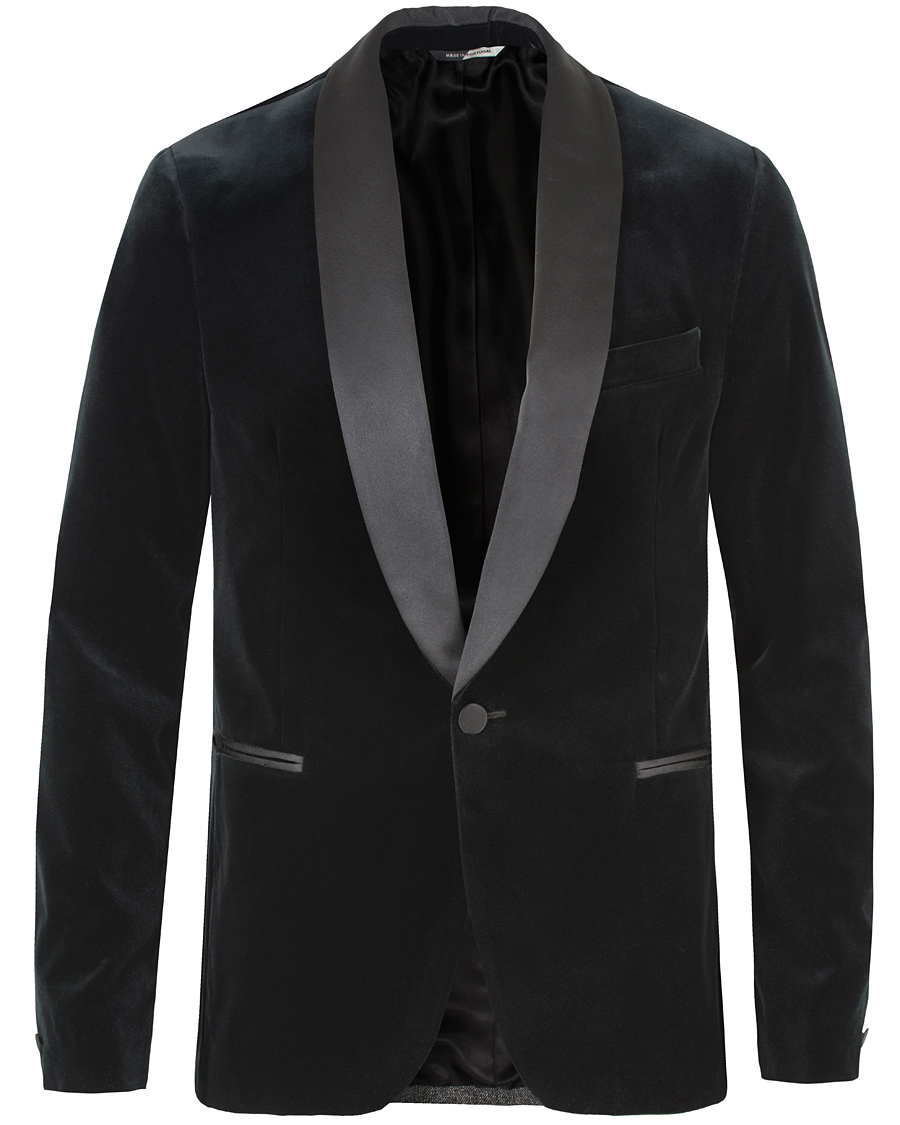 Herre | Blazere & jakker | J.Lindeberg | Savile Velvet Shawl Collar Tuxedo Dark Green