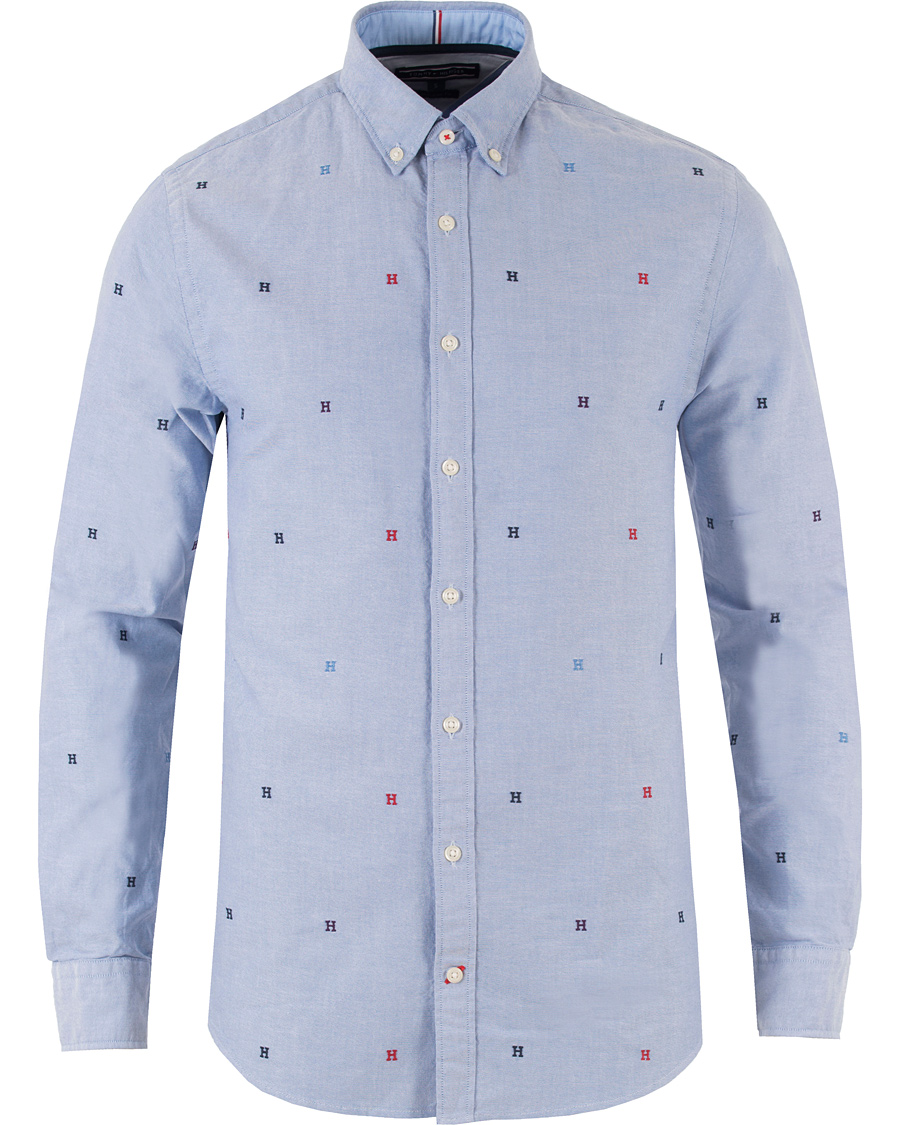 Herre | Skjorter | Tommy Hilfiger | New York Fit All Over H Embro Oxford Shirt Blue/Multi