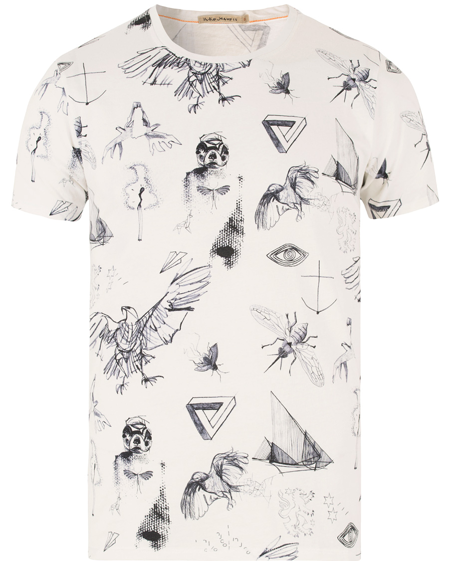 Herre | T-Shirts | Nudie Jeans | O-neck Tattoo Sketches Tee Off White