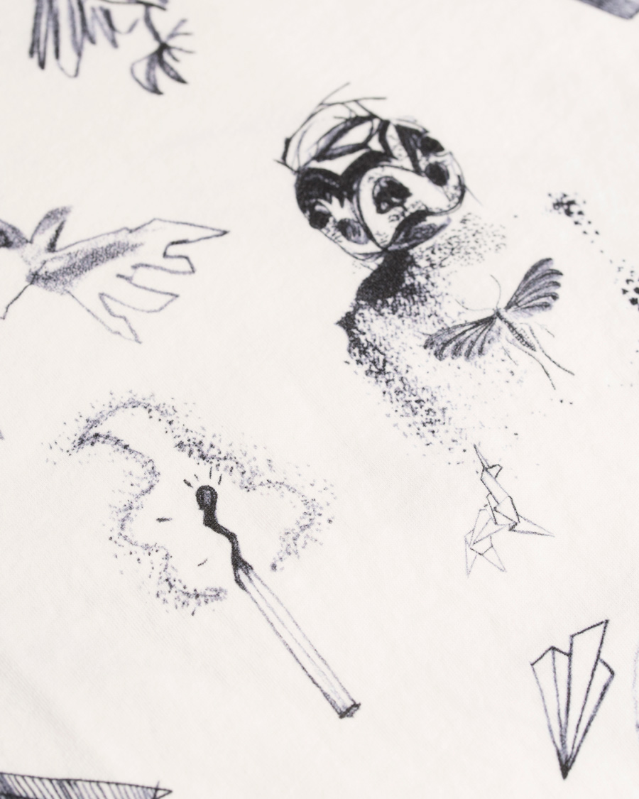 Herre | T-Shirts | Nudie Jeans | O-neck Tattoo Sketches Tee Off White